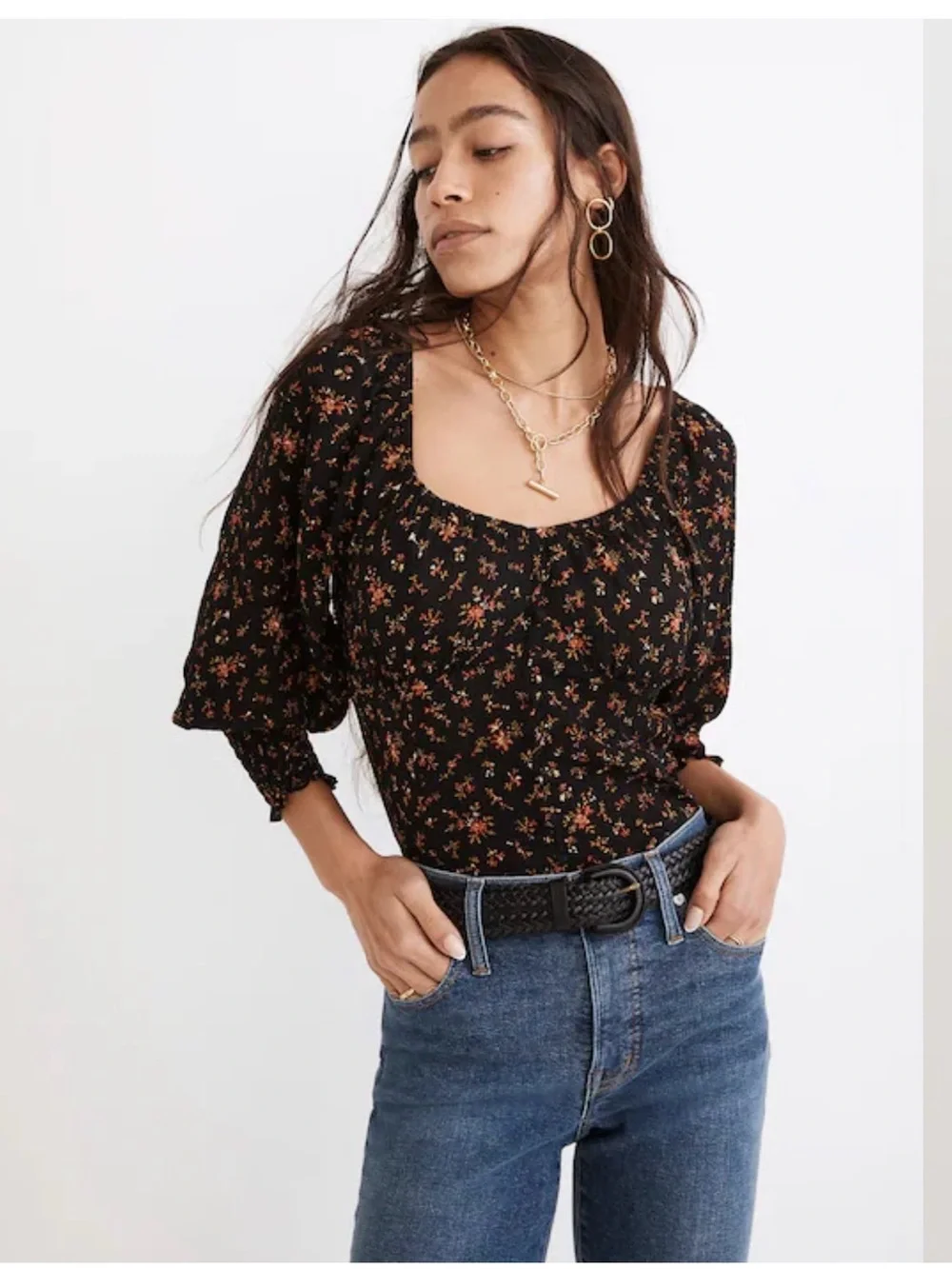 Madewell Kirstie Sweetheart Top in Fresh Sprigs size 2